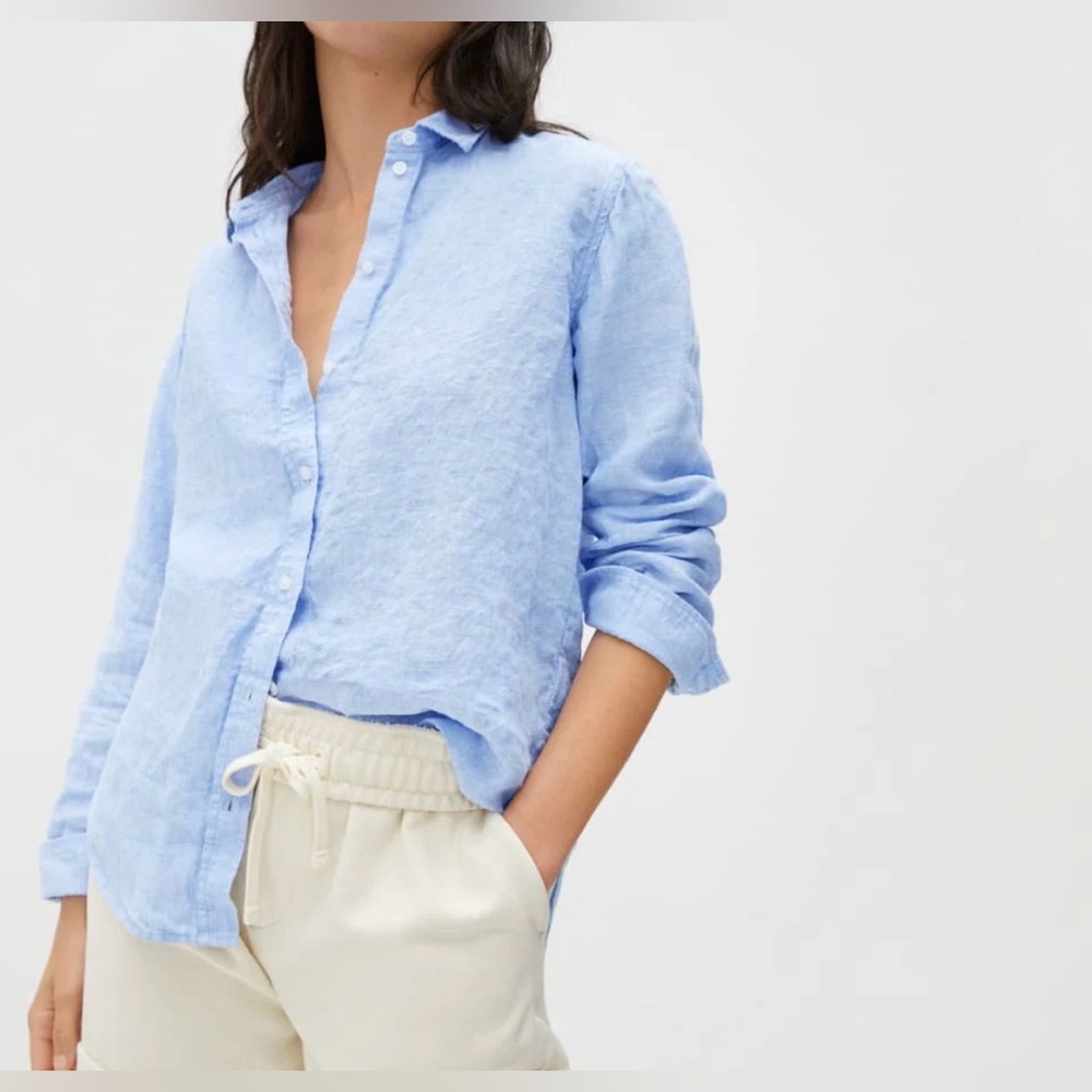 Everlane Blue Linen Relaxed Shirt Button Down Size 14